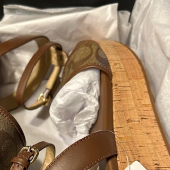 Coach Saddle/Khaki Tullie Signature Jacquard Sandals Style #:CR883 - Picture 3 of 11